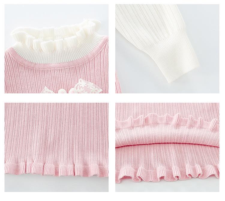 2025 Módní pletené svetrové šaty pro malé holčičky: Jarní a podzimní princeznovský outfit