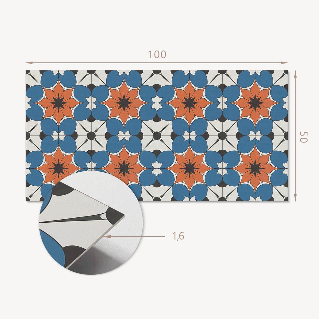 Self-adhesive Vinyl Decorative Panel With Print 100x50 cm Floral Pattern on the Background