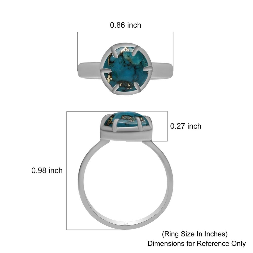 10X10 Mm Natural Blue Copper Turquoise Gemstone 925 Sterling Silver Oval Shape Gemstone Handmade Prong Set Ring For Women & Girls