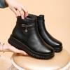 Microfiber Leather Mother Cotton Shoes Winter Velvet Warm Middle-aged and Elderly Women Flat Boots Non-slip Side Zipper for the Elderly
