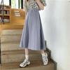 Women's Long Skirts Elastic High Waist Casual Skirt Girl's Spring Summer Solid Color A-line Skirts All-match Hot Pleated Skirt