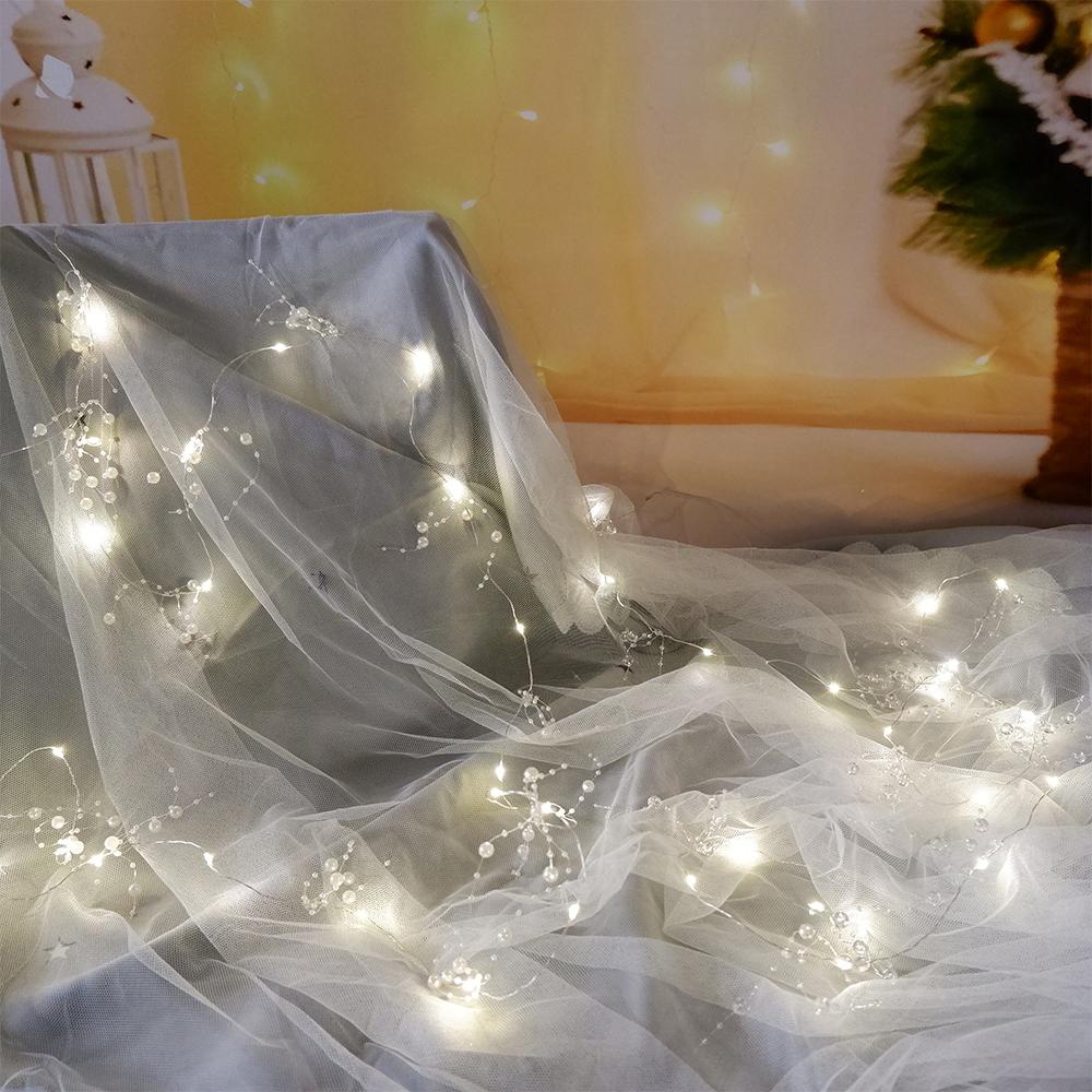 Battery Pearl LED Lights, Pearl LED Copper String Lights Fairy Lights, Wedding Family Party LED Lights, Christmas Decoration Lights
