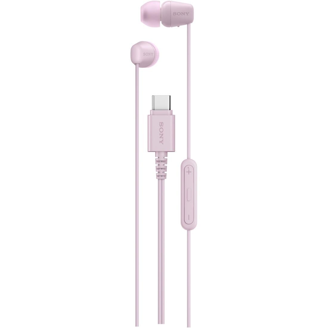 

Sony PZ Pink Earphones with Remote Balanced Sound Compact 4 Colors Call Clear Remote Proprietary Low to High Frequency Range IER-EX15C Type-C Control, рожевий