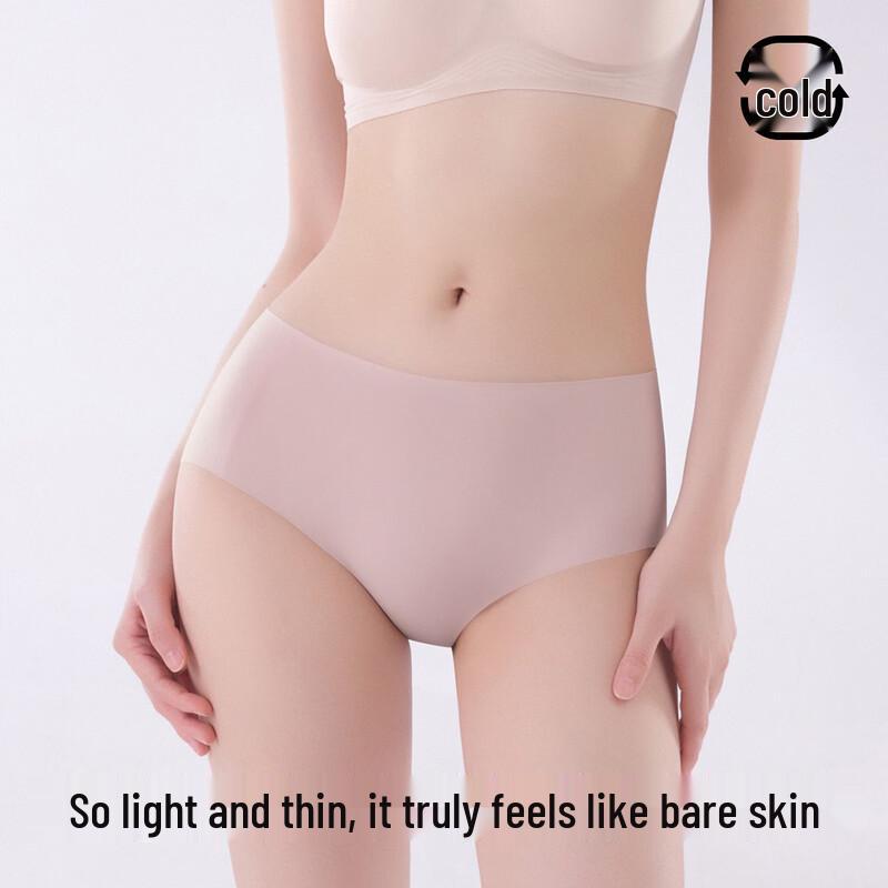 Youkeshu Women's Seamless Ice Silk Briefs 4-Pack