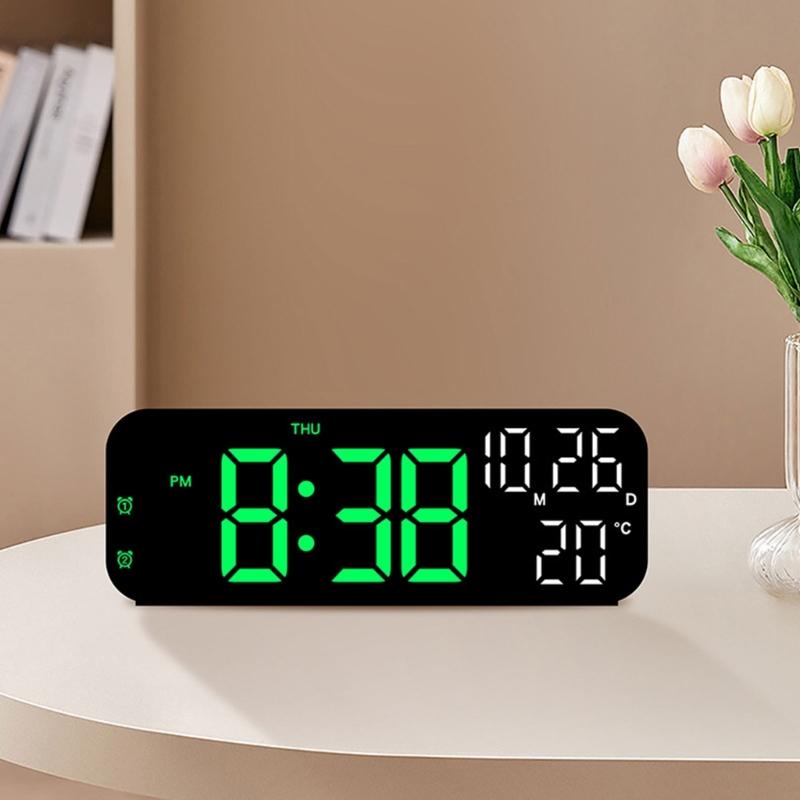 Versatile LED Alarm Clock with Temperature and Humidity Display Durable 12/24 Hour Format and 3 Adjustable Brightness