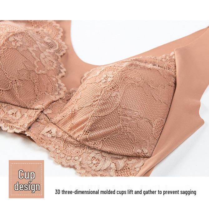 Plus Size Lace Front Buckle Seamless Bra - Sexy, Wireless, Gathered Fit
