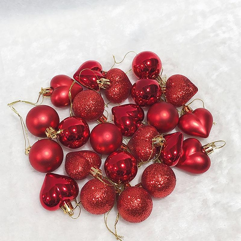 24 Teil/schachtel Weihnachtskugel-Ornamente Herzform Weihnachtsbaum Hängender Anhänger Weihnachtsdekorationen für Zuhause 2025 Navidad Natal