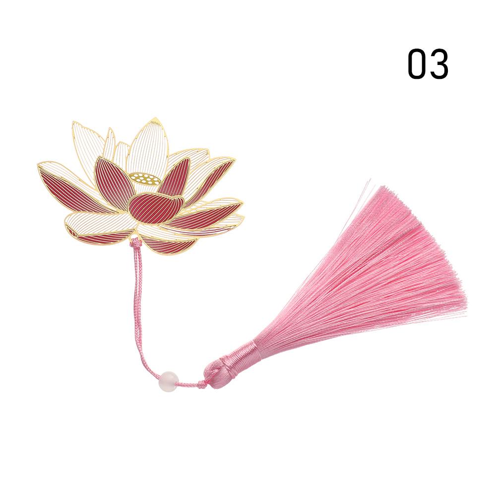 1Pc Chinese Style Metal Hollow Painted Bookmark Lotus Lotus Leaf Bookmark Creative Stationery Fine Holiday Gifts Art Accessories