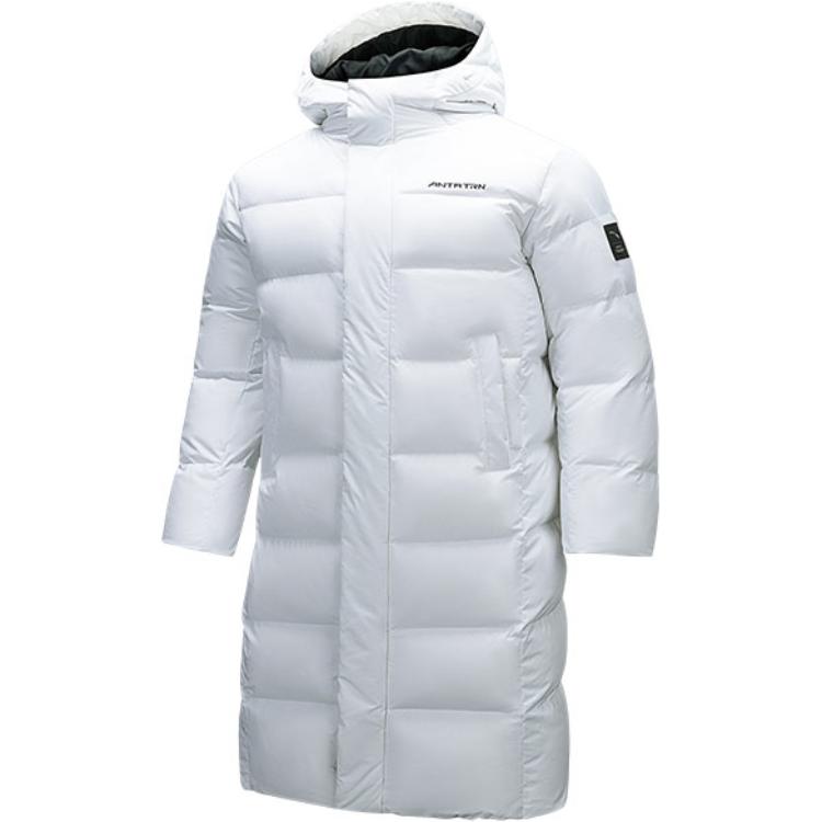 

Anta Training Series Craftsmanship Series Letter Zipper Hooded Comfortable Breathable Long Down Jacket Men outerwear Pure-White 952447924-1 S
