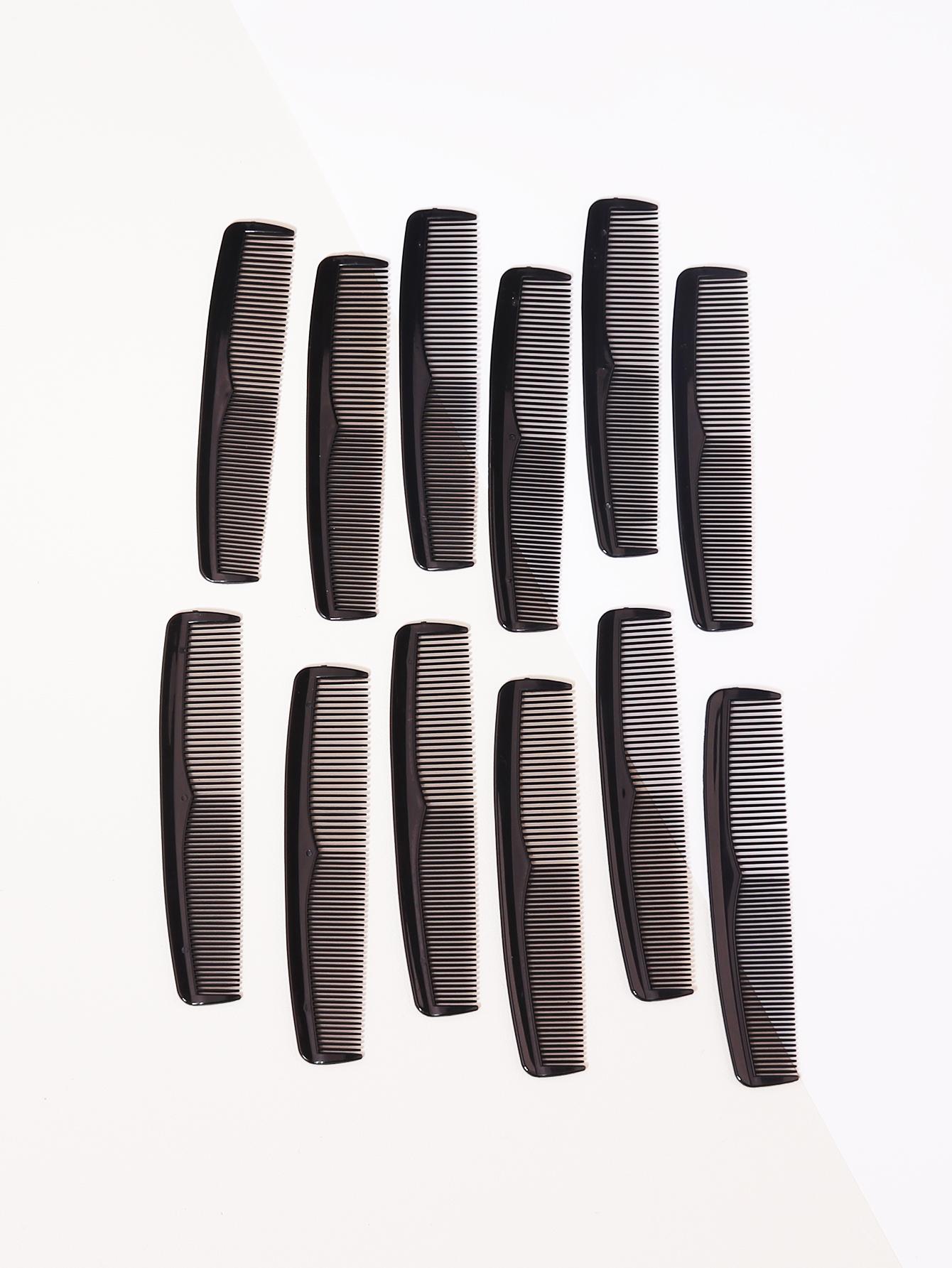 

12pcs portable plastic anti-static double-sided dense toothed hair combs salon hair comb tools Special for real hair wigs