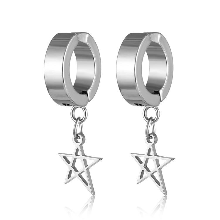 1Pair Unisex Punk Fashion Cross Pendant Ear Clip Non-Piercing Earrings Fake Earrings Gift for Men Women Jewelry Daily Wear
