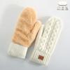 Women Winter Warm Thick Fleece Lined Knitted Mitten Gloves