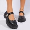 Fashion Black Ankle Buckle Platform Pumps Women  Style Patent Leather Mary Jane Shoes Woman Punk Thick Heels Lolita Shoes