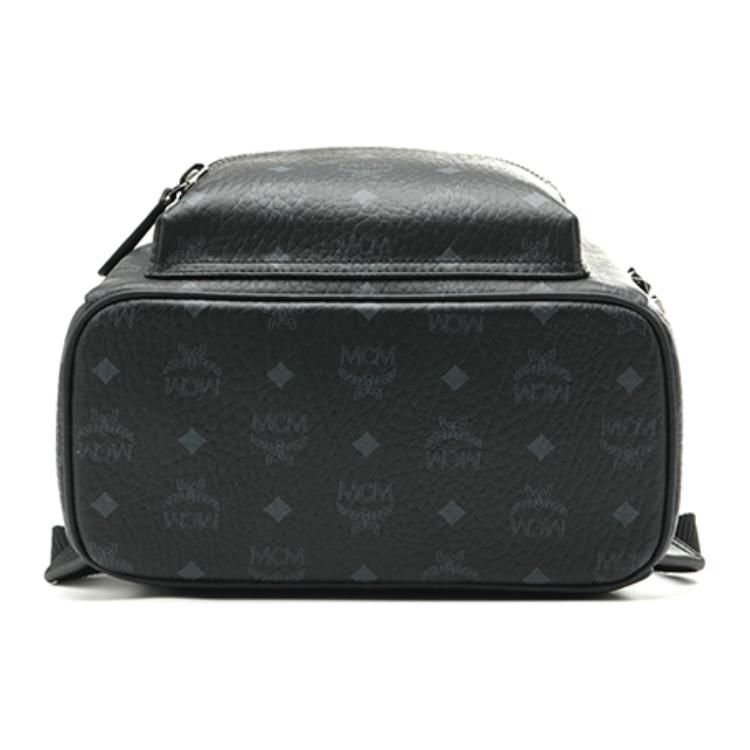 MCM Stark Studded Logo Backpack Coated Canvas And Leather Trim Unisex Backpacks Black MMKAAVE15BK001