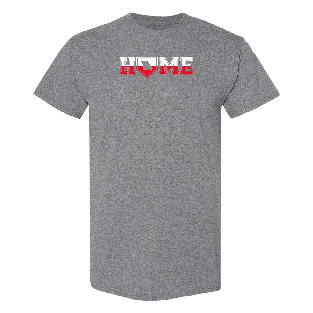St Louis Home Plate - Baseball Sports Team Color T Shirt - Graphite Heather