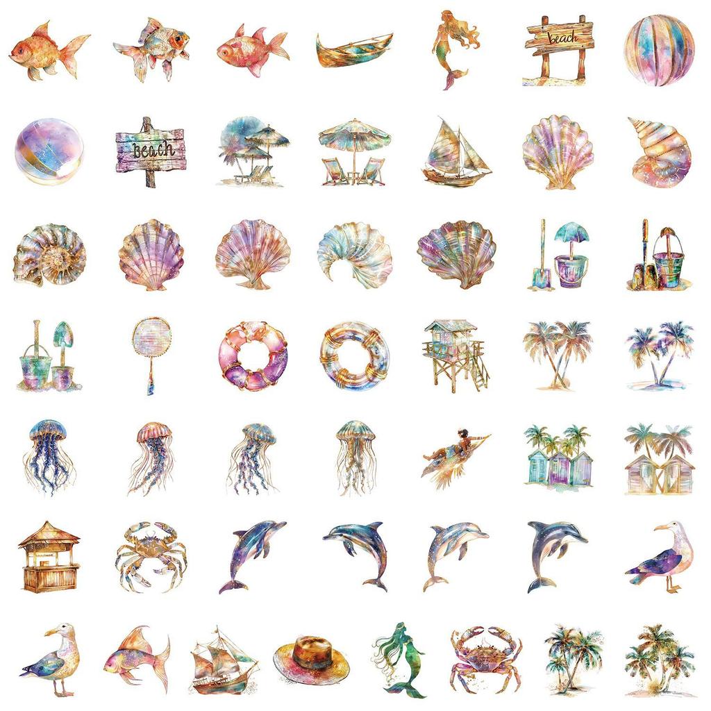 50PCS Cute Shark Cartoon Stickers for Phone, Computer, Laptop & Book - Waterproof Decorative Stationery Stickers