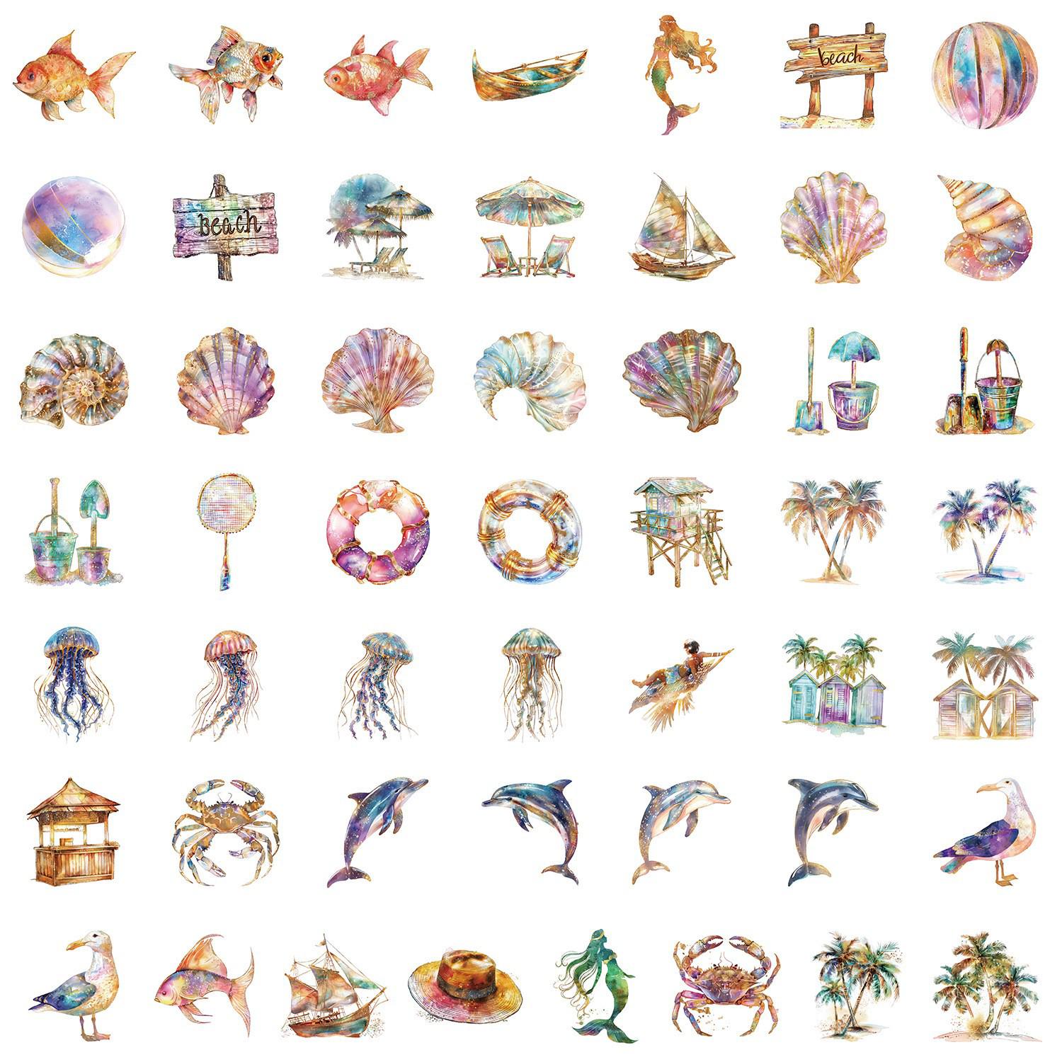 

50PCS Cute Shark Cartoon Stickers for Phone, Computer, Laptop & Book - Waterproof Decorative Stationery Stickers