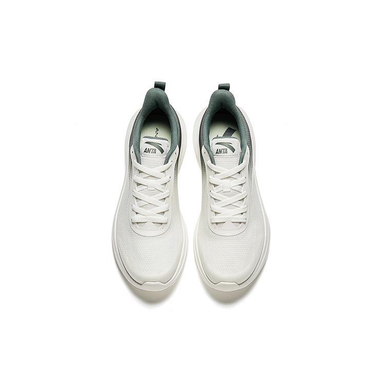 Anta Platform Cushioning Slip Resistant Abrasion Resistant Low Top Running Shoes Men's Gray Green White 912335503-4