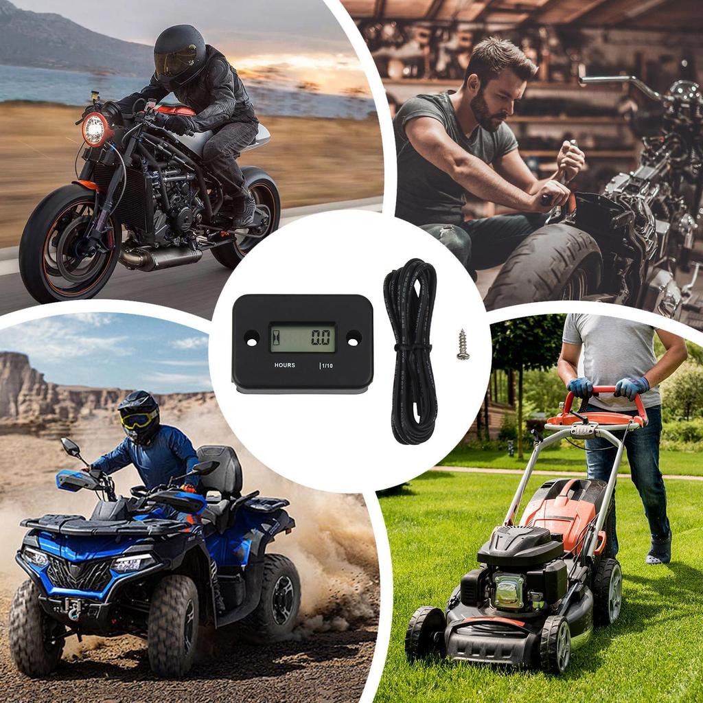 Small Engine Hour Meter LCD Waterproof Motorcycle Accessories High Voltage Generator Hour Counter For Lawn Mower Snowmobile