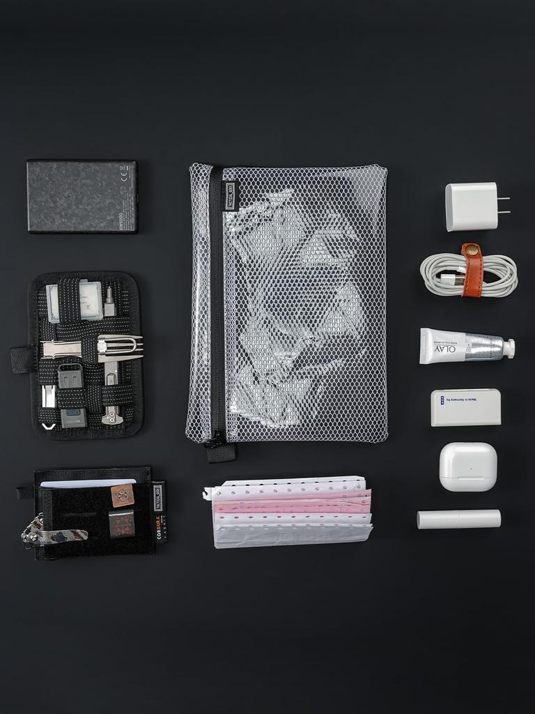 TACTICAL GEEK Úložný priestor A10 EDC sieťovaný úložný priestor ľahký cestovný prenosný vodoodolný nylonový úložný praktický zips pre dennú úložnú tašku, tašku,