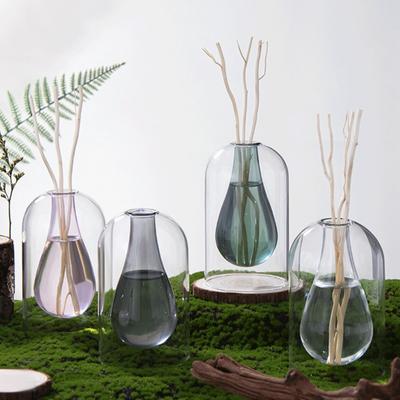Creative Double Layer Glass Aromatherapy Bottle Minimalist Drip Shaped Fragrance Vase Ornament Home Decoration Hydroponic Vase