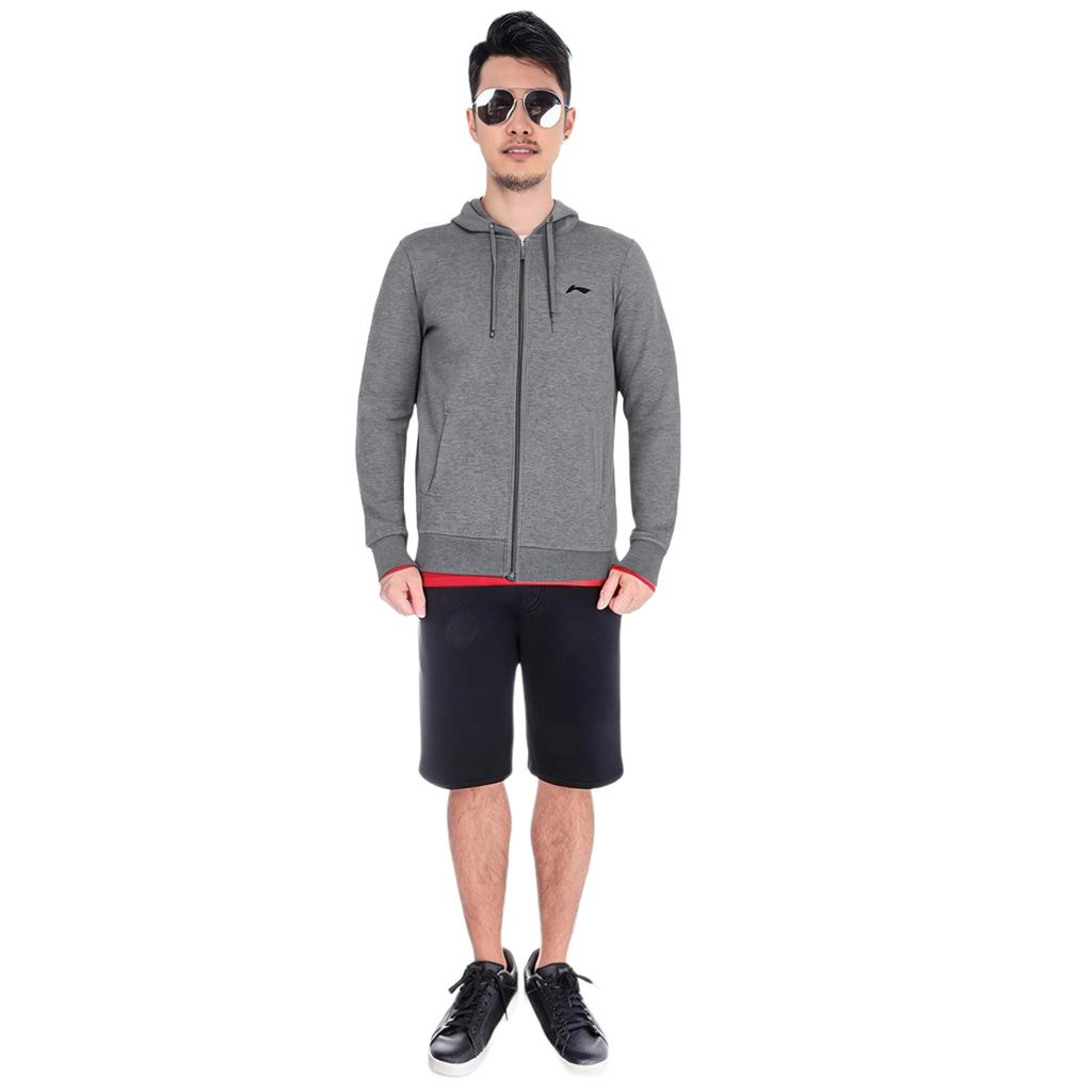 Li Ning Sweatshirts Men's Gray Hooded Thickened Regular AWDRH23-2