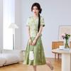 Elegant Green New Chinese Style Cheongsam Two-Piece Suit