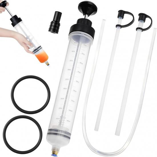 2-Pack 200CC Automotive Fluid Extractor Pump, Manual Oil Change Syringe with 50cm Rubber Hose, Manual Suction Vacuum Fuel Car Transfer for Power