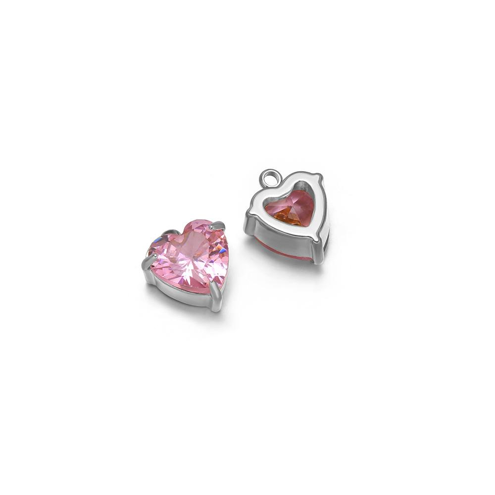 

5pcs Stainless Steel 10mm Heart Zirconia Charms for DIY Jewelry Findings Necklace Pendants Bracelet Accessories Earrings Making сталеві рожевого кольору