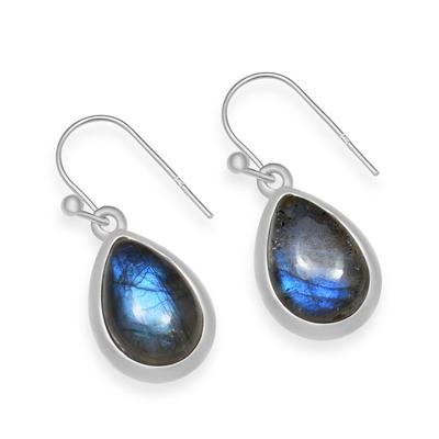 Natürlicher Labradorit-Edelstein, 925er-Sterlingsilber, handgefertigte Tropfen-Ohrringe für Frauen und Mädchen
