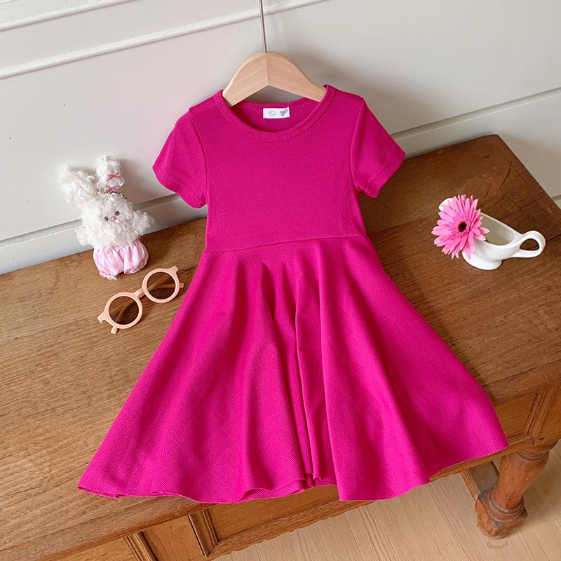 Girls  Short-sleeved Dress, Summer Children s Knitted Princess Dress 100cm