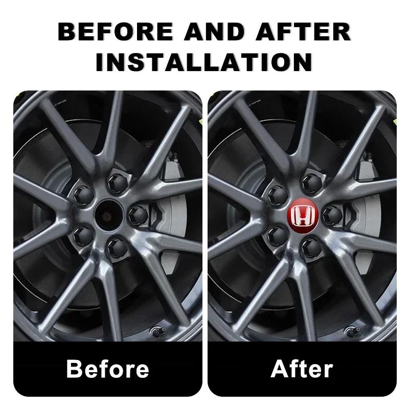 Para Honda 56MM Calota Central de Roda de Carro Adesivos com Logo Emblema de Aro Styling de Carro Para Honda Mugen Power TypeR Accord FIT HRV CRV Odys