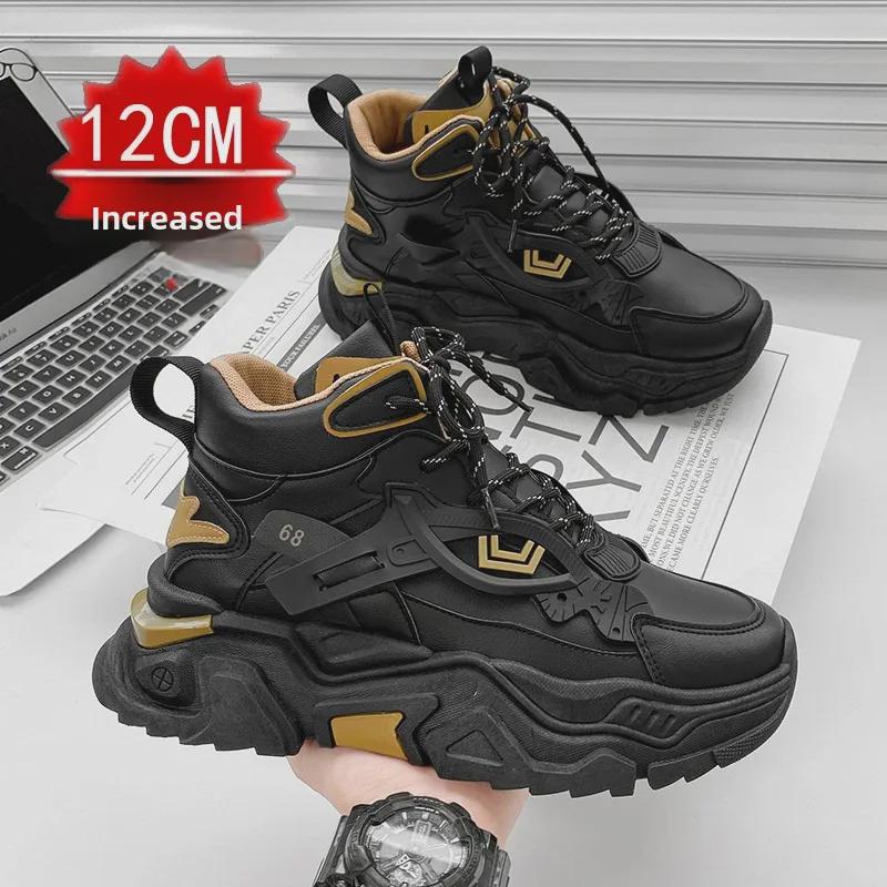 Unsichtbare, höhenverstärkende Herren-Sneaker: 12 cm High-Top, 10 cm lässiges Canvas, trendige Schuhe mit dicker Sohle, COS.