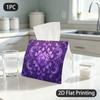 1pc Tissue Box, Baroque Purple Floral Luxurious Elegant Pattern, 2D Flat Printing, Serves Multiple Purposes, Can Be Folded, Tissue Holder, for The Kit