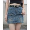 Demana Cloud Oxygen Cotton Retro Denim A-Line Mini Skirt
