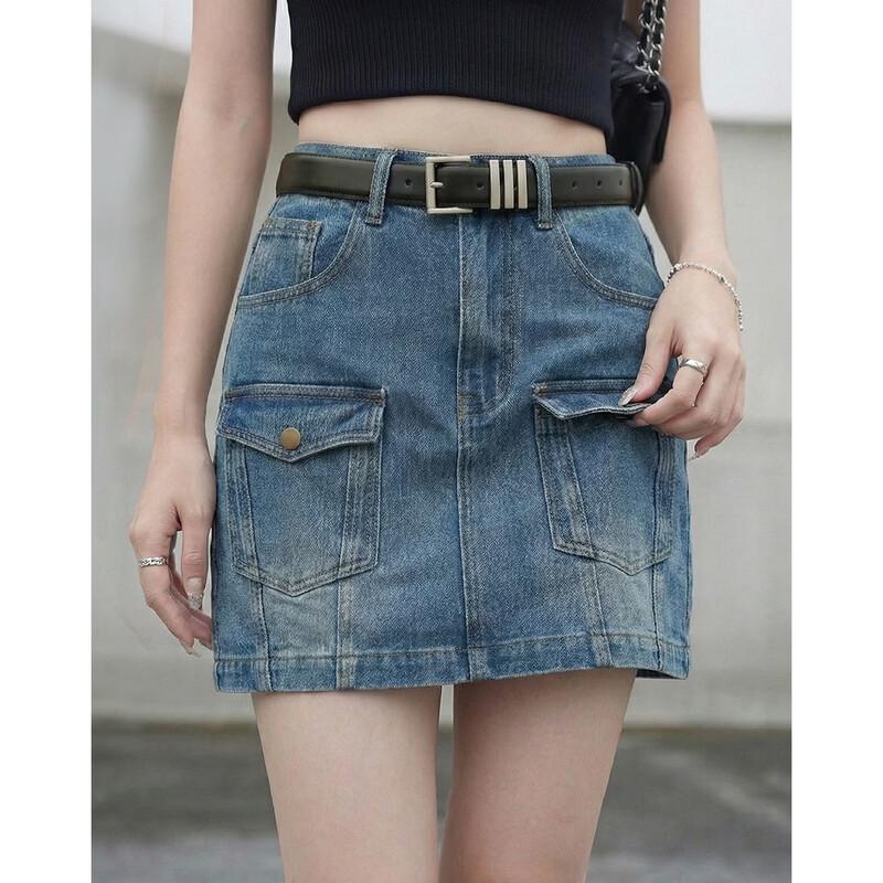 Demana Cloud Oxygen Cotton Retro Denim A-Line Mini Skirt