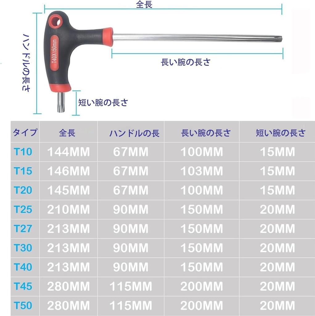 YUENTOEN Long Ball Point Hex Wrench Torx Wrench Screwdriver for Bicycle Repair and Screw Fastening T-Shaped Set, Star-Shaped T10, T15, T20, T25, T27,