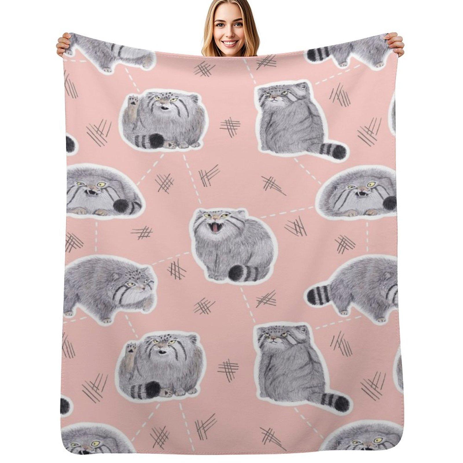 Pudgy Pallas Cats Throw Blanket Soft Sherpa Fleece Warm Blanket for Winter Size: 75*100cm, Weight: 230 GSM