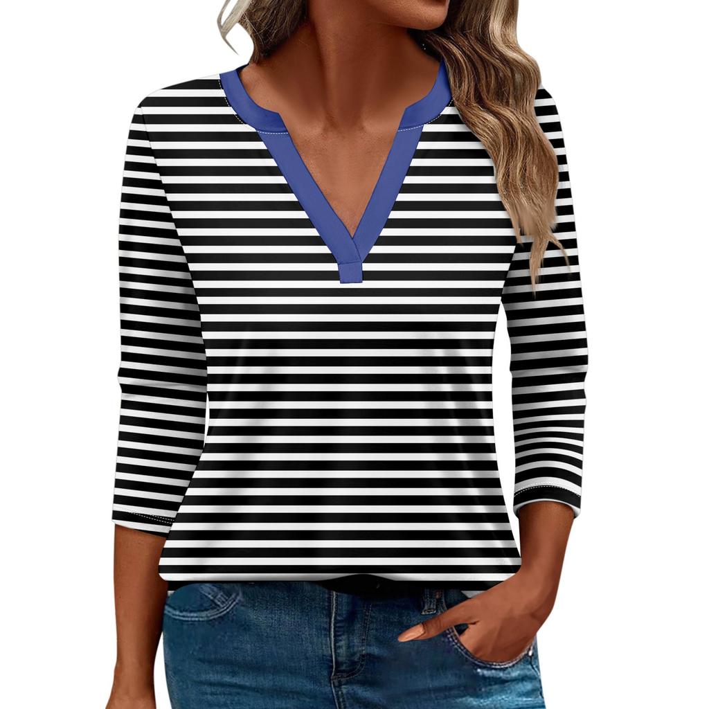 Women's T Shirt Tee Printed 3/4 Sleeve Daily Weekend Fashion Basic V Neck Regular Top