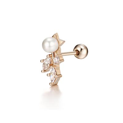 CRANNE 14K Perlenstern Schwanz Piercing (Goldene Anstecknadel) C24PGP028
