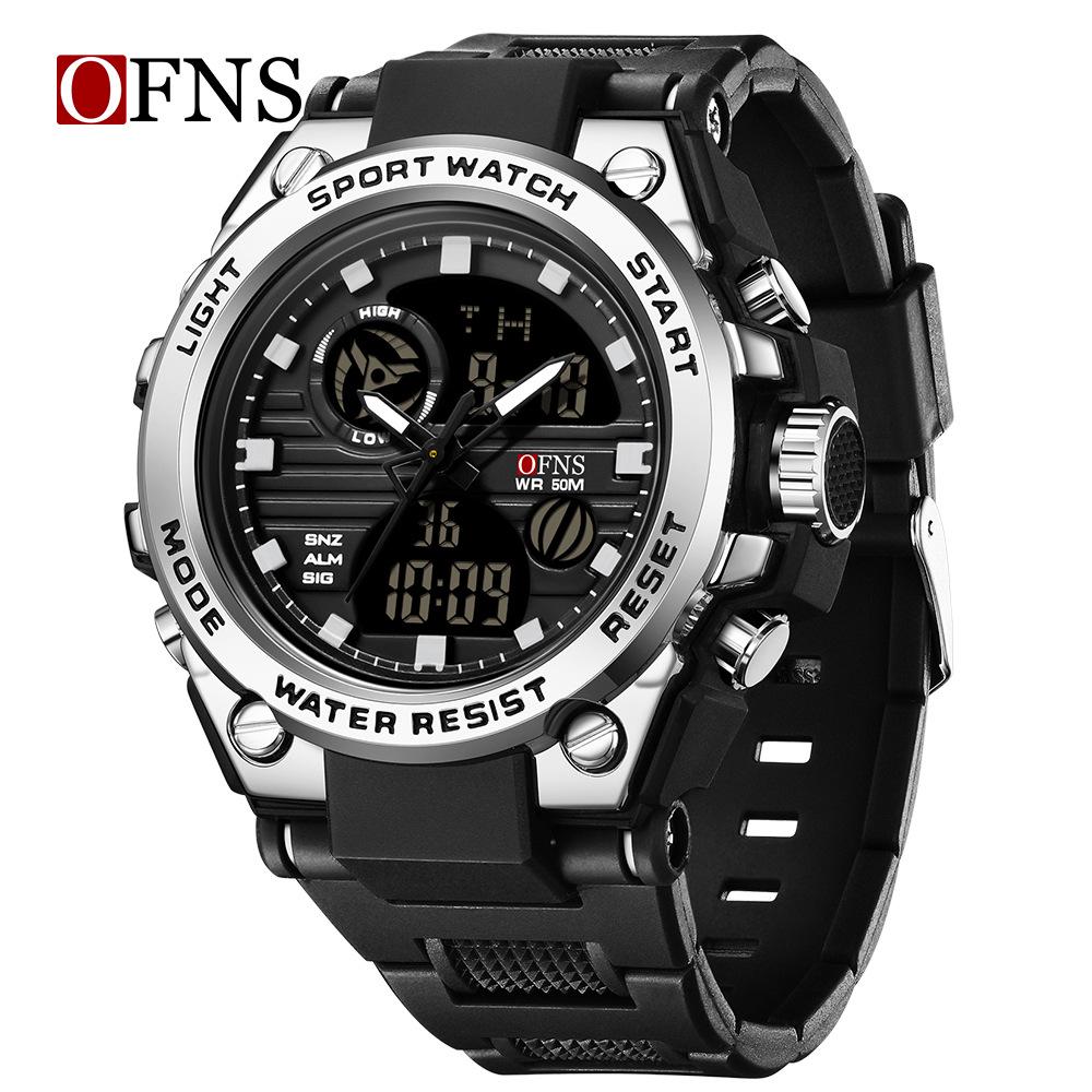 Sanda Men's Multifunctional Dual Display Luminous Waterproof Sports Watch for Teens