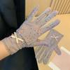 1 Pair Breathable Sunscreen Gloves Silicone Anti Slip Thin Lace Mesh Gloves Floral Printed Quick Dry Summer Driving Mittens