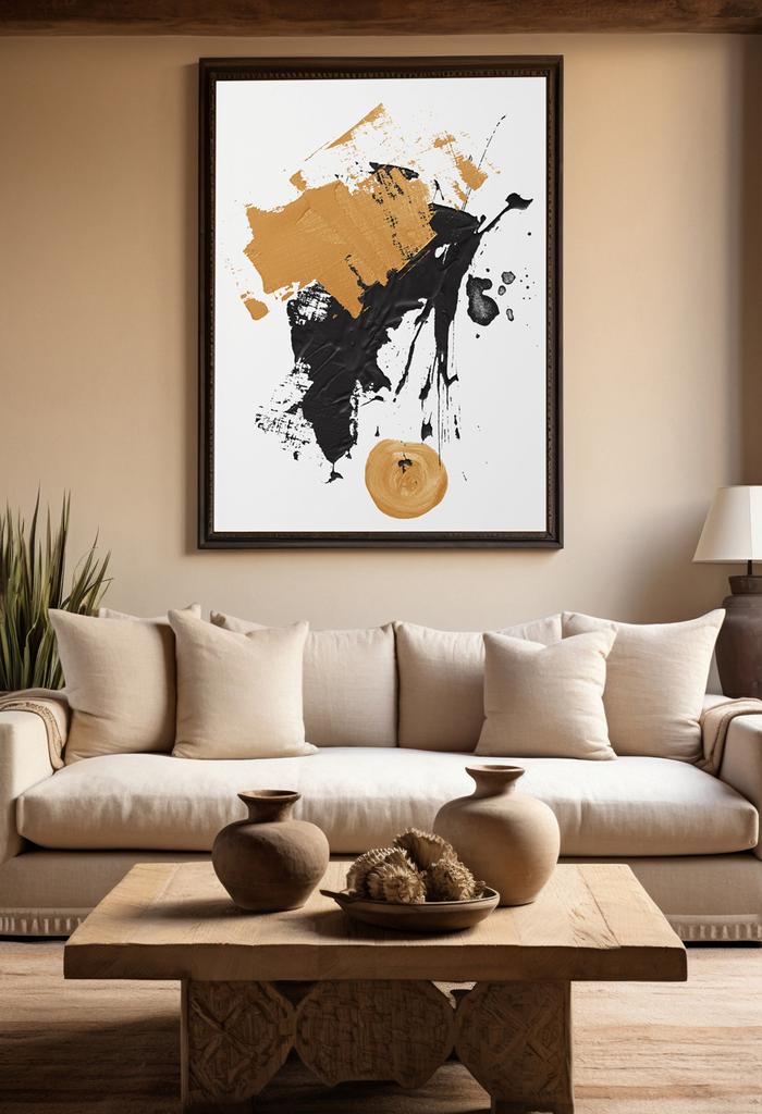 Poster Abstraktion schwarz gold