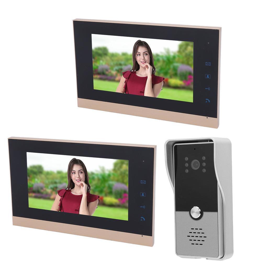 Wired Video Intercom System 7in Visual Intercom Doorbell System with Camera 6 Infrared Lights for Villa Home Apartment