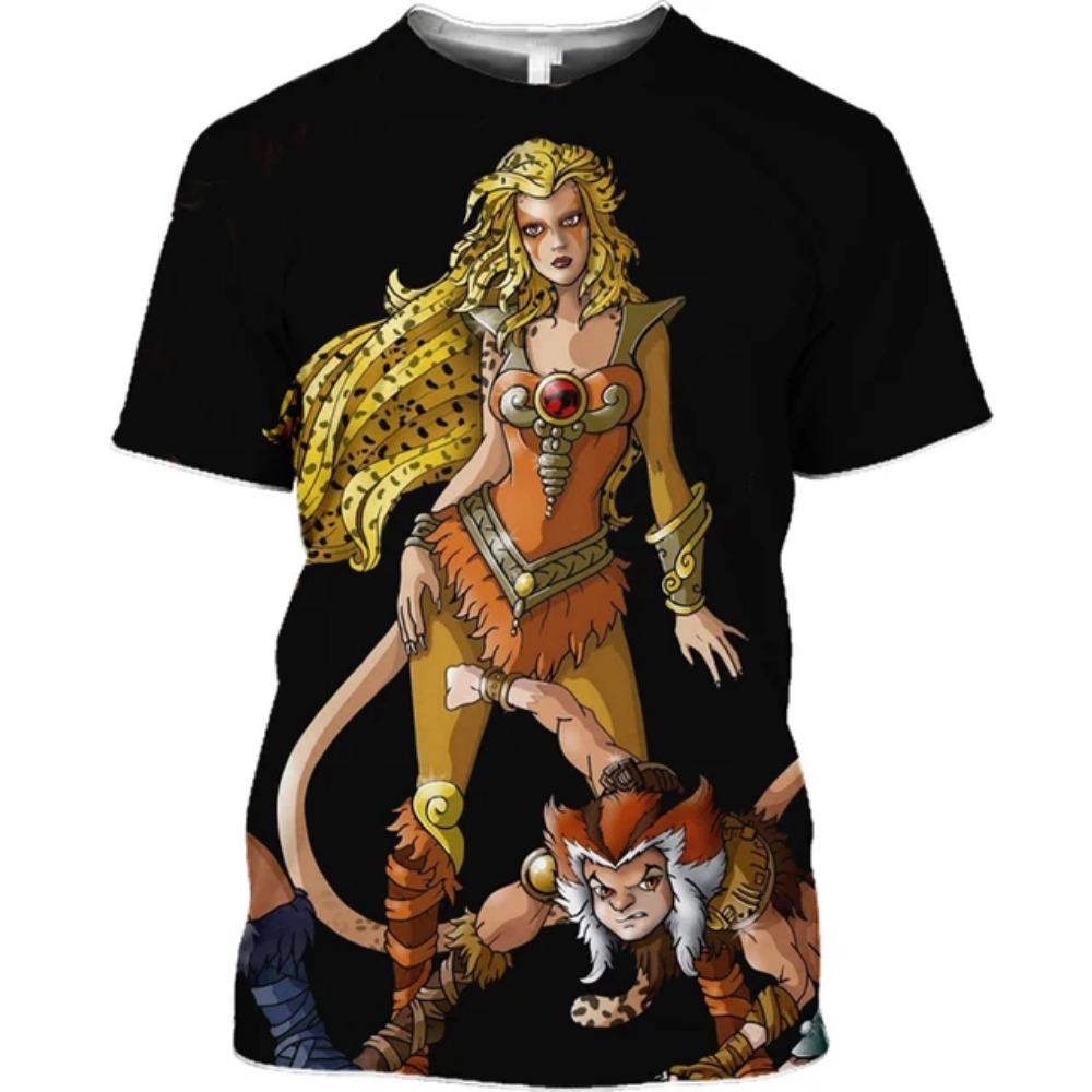 2026 Sommer Anime T-Shirt Thundercats 3D-Druck Herren Damen Mode Übergroß Kinder Junge Kawaii T-Shirts Tops Mädchen Herrenbekleidung