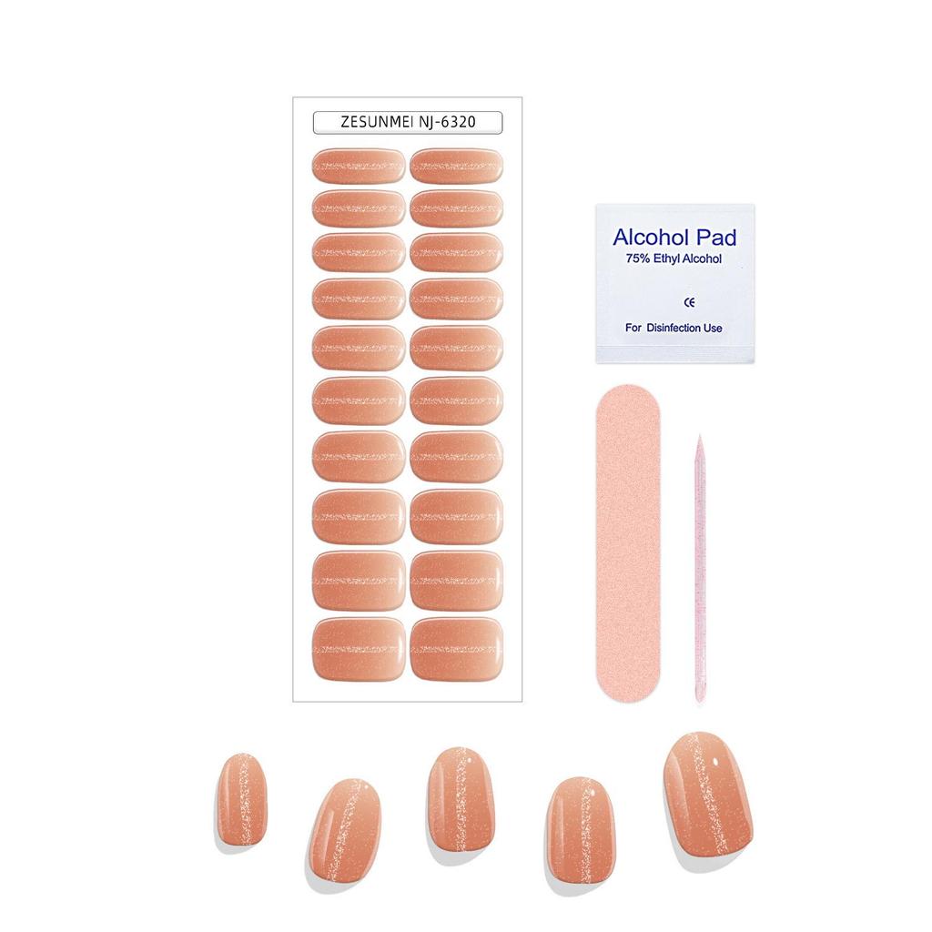 Solid Color Cat Eye UV Gel Nail Stickers: Waterproof, Long-Lasting, Light-Curing, Semi-Cured Nail Art.