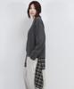 Deumakeu Layered Checkered Wrap Long Sleeve T-Shirt Charcoal