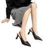 2025 New Women's Shoes Versatile Color French Pointed High Heels One Word with Thick Heel Single Shoes Bag Head Empty Sandals