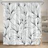 Abstract Botanical Shower Curtain Black White Line Art Elongated Leaves Minimalist Design Polyester Bathroom Decor