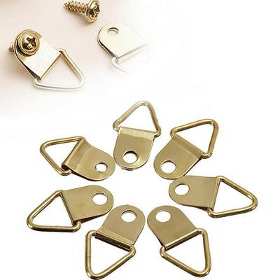 50pcs /Pack Golden Brass Triangle Po Picture Frame Wall Mount Hook Hanger Ring